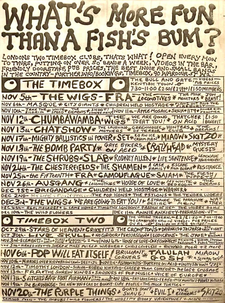 The House Of Love London Camberwell Timebox & Timebox Two flyer November-December 1986 (source unknown)